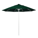 California Umbrella 9' Pole Push Lift SUNBRELLA With White Aluminum Pole - Hunter Green Fabric