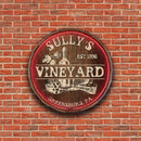 Custom LED Wood Barrel Top Sign - Vineyard