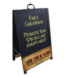 "ADD YOUR NAME" A-Frame Sidewalk Chalkboard Sign – Double Sided - Wood Finish Options - Design 1 - BLACK MATTE FRAME FINISH