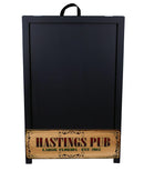 "ADD YOUR NAME" A-Frame Sidewalk Chalkboard Sign – Double Sided - Wood Finish Options - Design 1 - BLACK MATTE FRAME FINISH