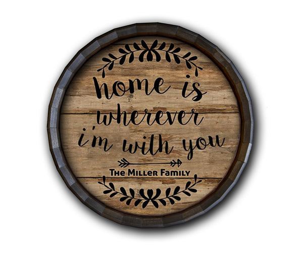 Home Is... Custom Wood Barrel Top Sign