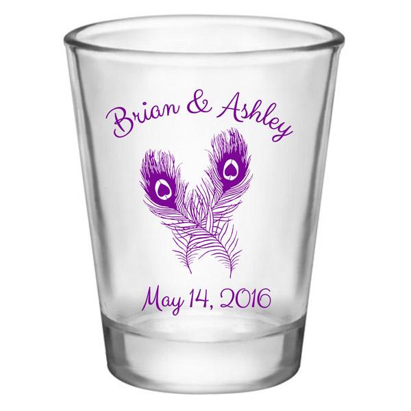 Add Your Name Peacock Wedding Shot Glass