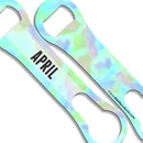 ADD YOUR NAME V-Rod® Bottle Opener - Watercolor Tie Dye BLUE/GREEN Sample