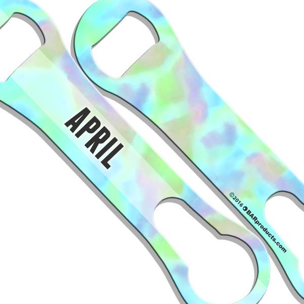 ADD YOUR NAME V-Rod® Bottle Opener - Watercolor Tie Dye BLUE/GREEN Sample