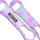 ADD YOUR NAME V-Rod® Bottle Opener - Watercolor Tie Dye PINK/PURPLE Sample