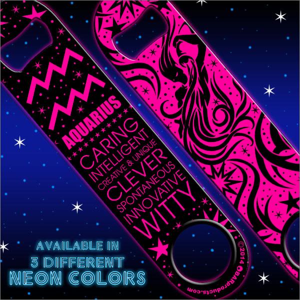 Kolorcoat™ NEON Zodiac Speed Bottle Opener - AQUARIUS - PINK