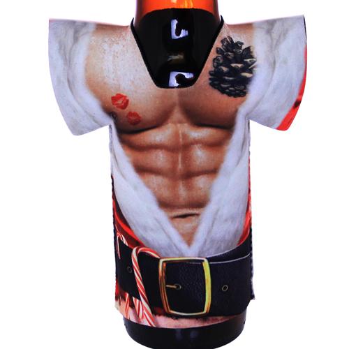 T-Shirt Style Bottle Cooler - Naughty Santa