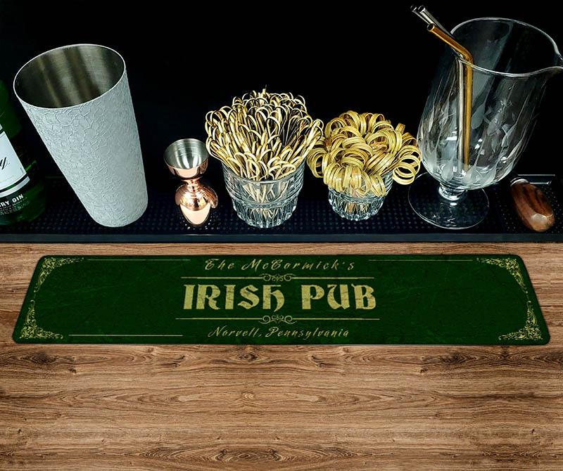 Customizable Printed Bar Mat - Irish Pub - 20" x 4"