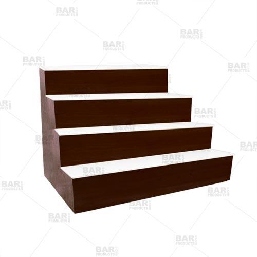 BarConic® LED Liquor Bottle Display Shelf - 4 Steps - Mahogany - Several Lengths