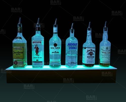 BarConic® LED Liquor Bottle Display Shelf - 4 Steps - Mahogany - Several Lengths