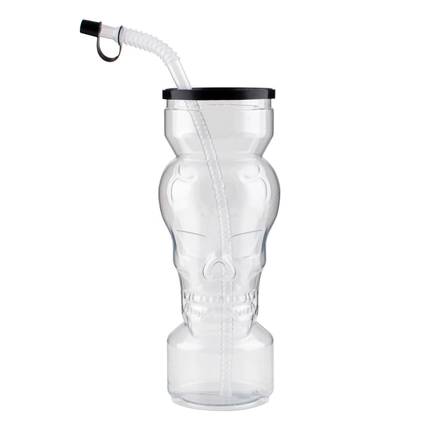 BarConic® Party Yard - Skull w/lid & straw - clear - 30 ounce