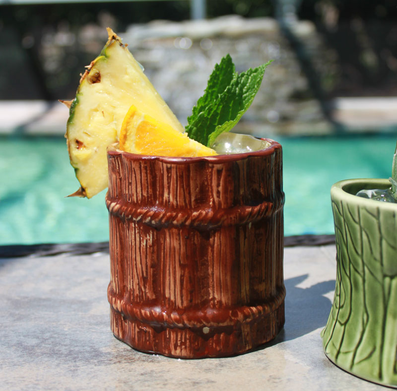 Ceramic Rum Barrel Tiki Mug - 12 ounce