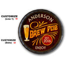 Brew Pub Custom Wood Barrel Top Sign