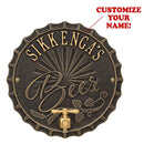 CUSTOMIZABLE Cast Aluminum Plaque (and Bottle Opener) - Bottle Cap Brew Design