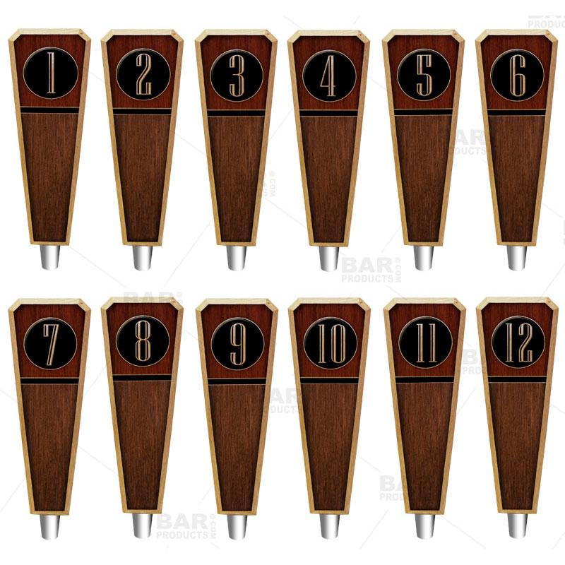 Numbered Beer Tap Handles - Oak Wood - Emblem