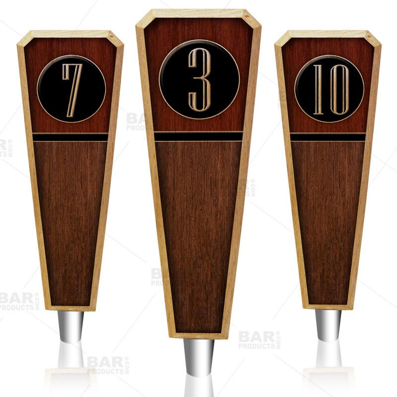 Numbered Beer Tap Handles - Oak Wood - Emblem