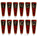 Oak Wood Numbered Beer Tap Handles -  Red / Black Grunge