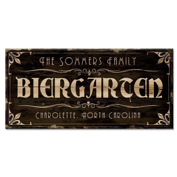 CUSTOMIZABLE Large Vintage Wooden Bar Sign - BIERGARTEN - 11 3/4" x 23 3/4"