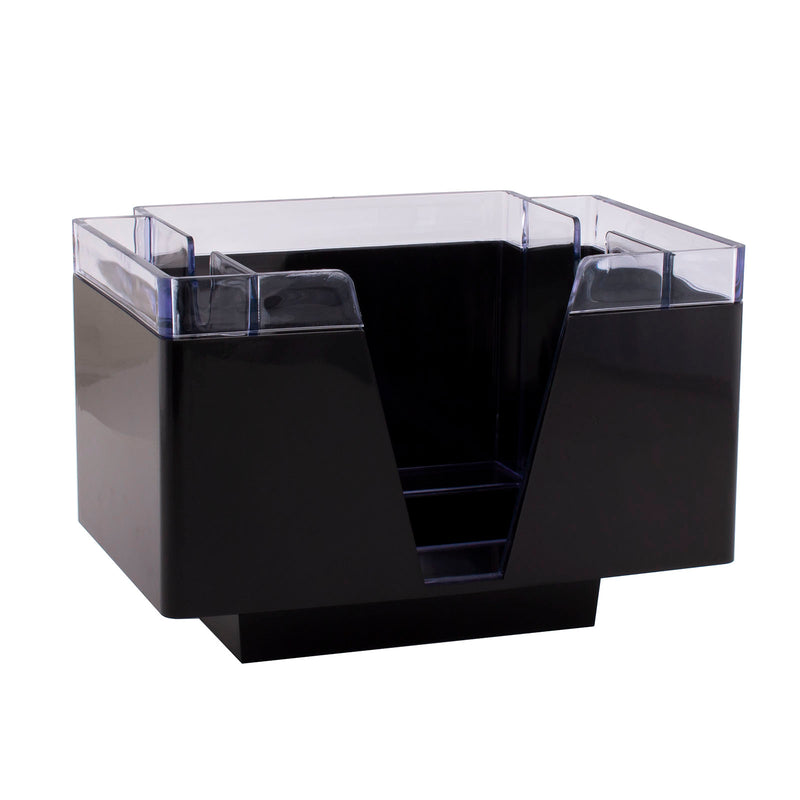 3 COMPARTMENT NAPKIN BAR CADDY - BLACK AND CLEAR