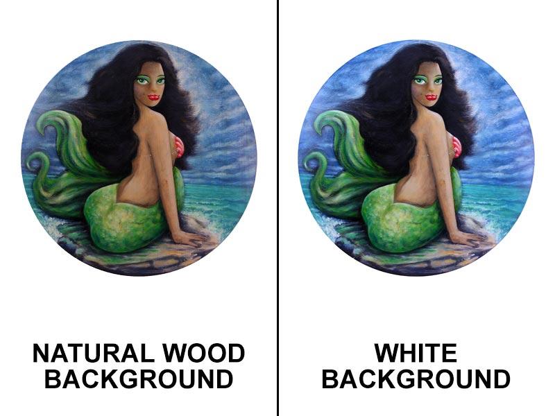 Brunette Mermaid Round Wooden Table Top - Two Sizes Available