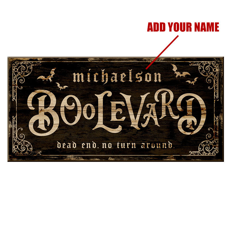 BOOLEVARD - CUSTOMIZABLE Large Vintage Wooden Halloween Sign - 11 3/4" x 23 3/4"