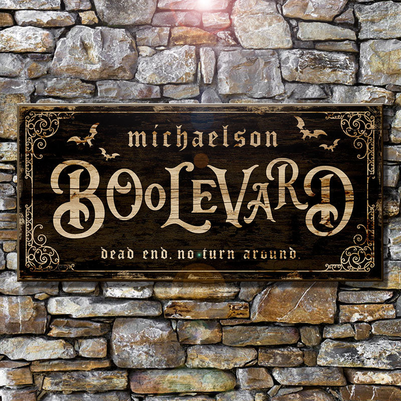 BOOLEVARD - CUSTOMIZABLE Large Vintage Wooden Halloween Sign - 11 3/4" x 23 3/4"