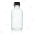 Boston Round Craft Bartending Bottle w/ Black Lid - Clear 4oz