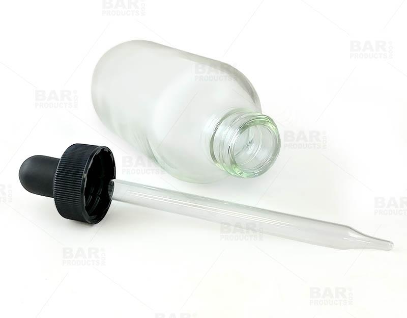 Boston Round Craft Bartending Bottle w/ Dropper - Clear 4oz