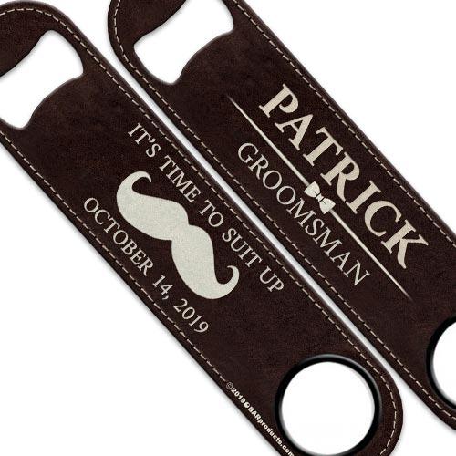 ADD YOUR NAME Speed Bottle Opener - Groomsman Leather Print