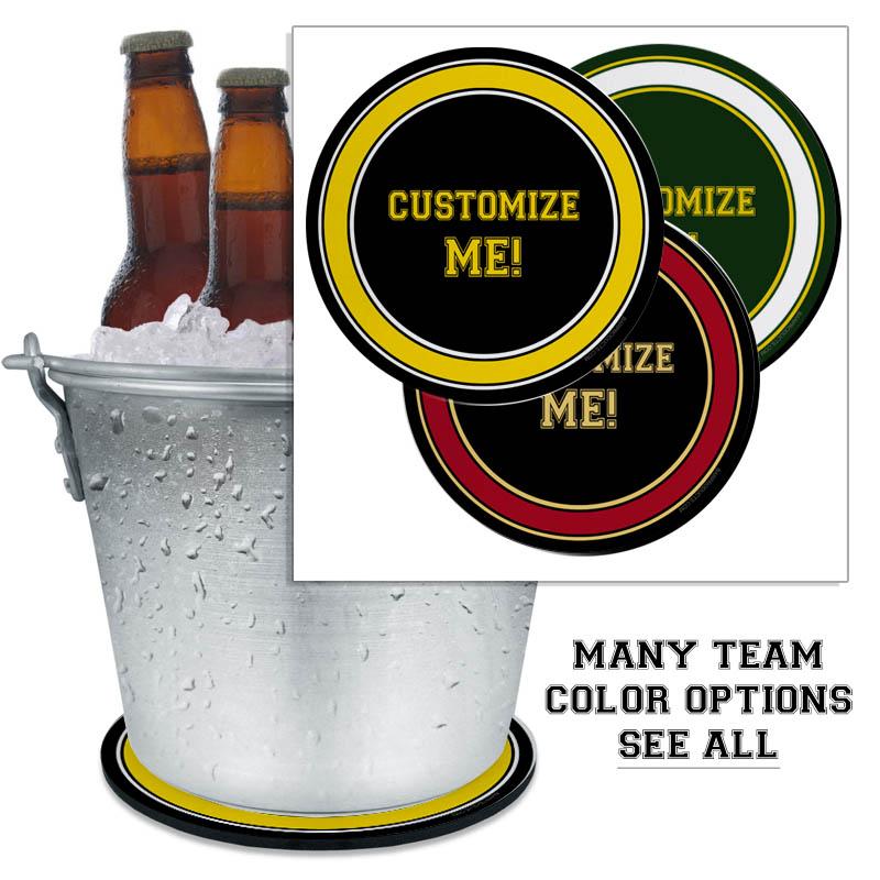 CUSTOMIZABLE - Beer Bucket Coasters - Sports Teams (Several Team Color Options)