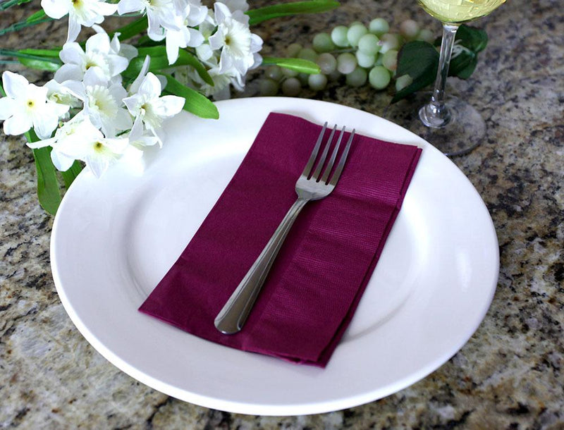 BarConic® 15” x 17” 2-PLY Colored Paper Dinner Napkins – BURGUNDY 