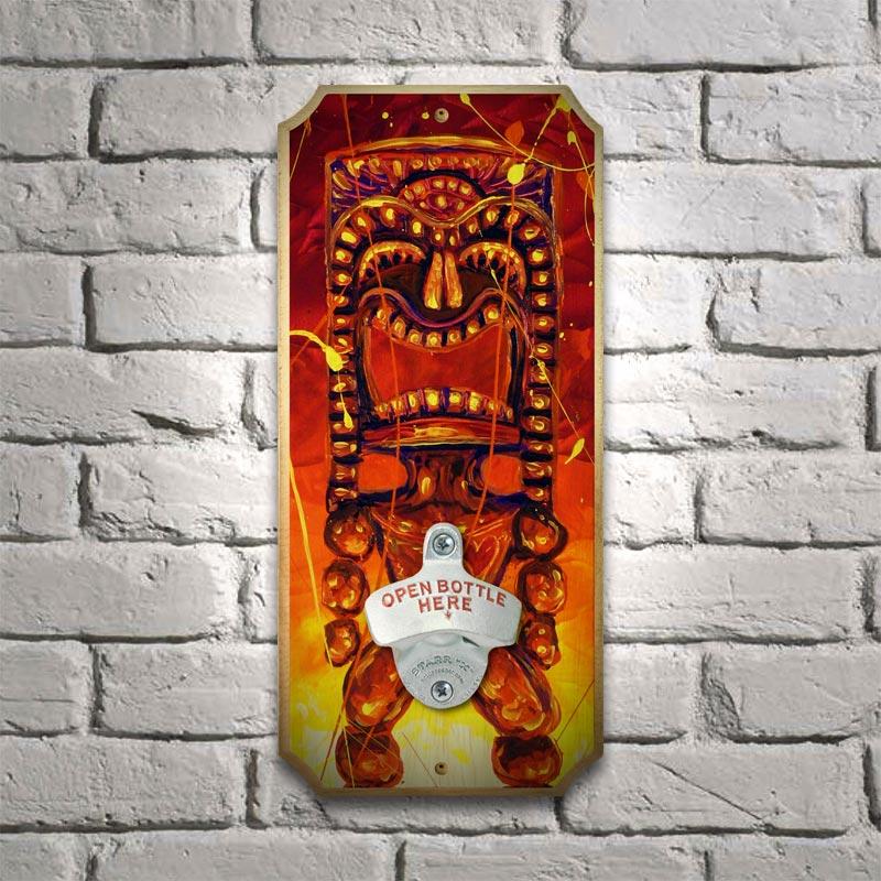 Tiki Hot Lava - Wood Plaque Wall Mounted Bottle Opener