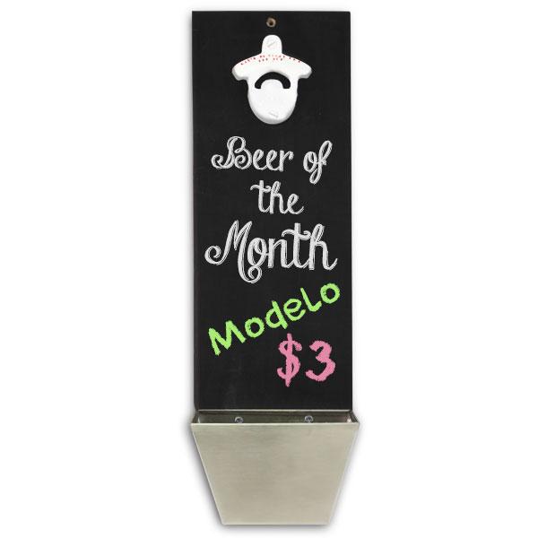 Chalkboard Wall Mounted Bottle Opener with Cap Catcher