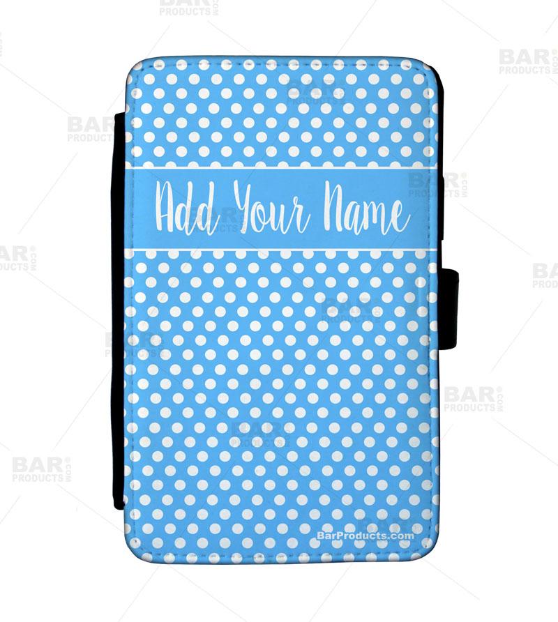 ADD YOUR NAME Guest Check Pad Holder - Blue Polka Dots