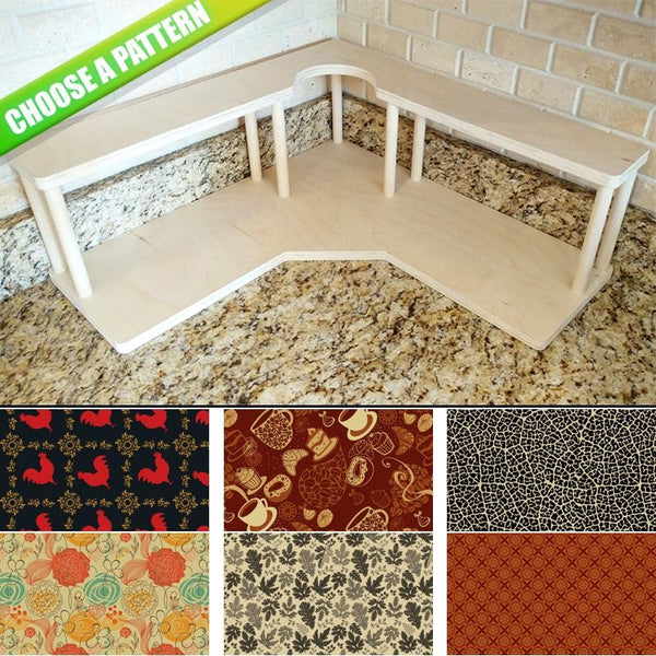 CHOOSE YOUR PATTERN - Counter Caddies™ - Corner Unit w/ Trash Can Inset