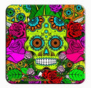 Cork Bottom Coaster - Sugar Skulls Yellow