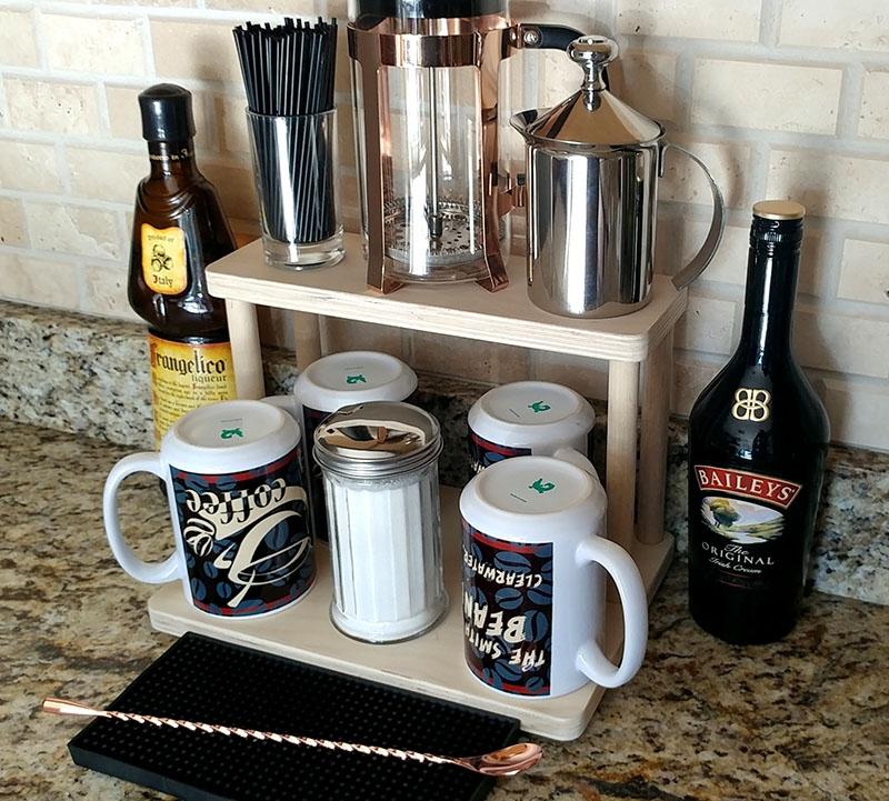 Counter Caddies™ - NATURAL - 12" STRAIGHT Shelf - Barista Theme 