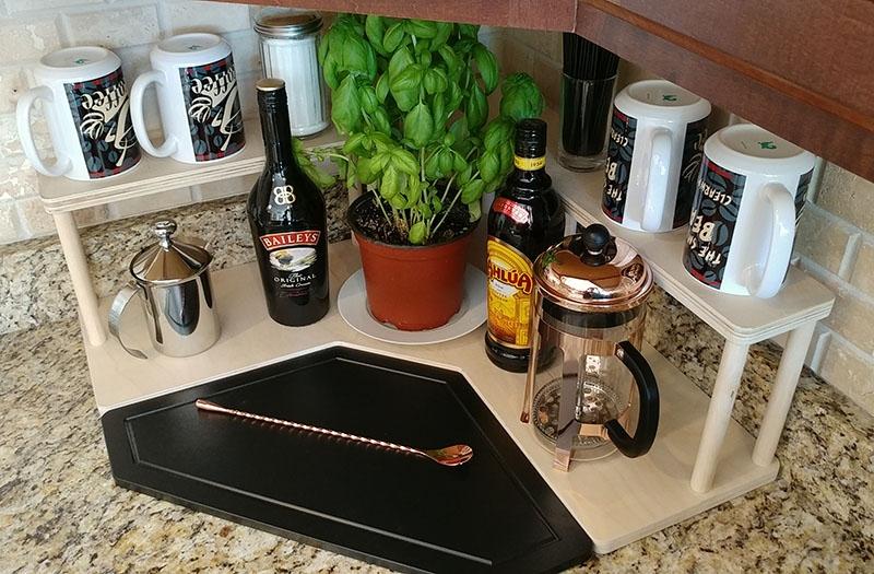 Counter Caddies™ - NATURAL - CORNER Shelf - Barista Theme