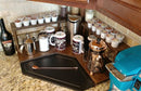 Counter Caddies™ - Stained Finish - CORNER Shelf w/ K-CUP Holes & Trash Can Inset