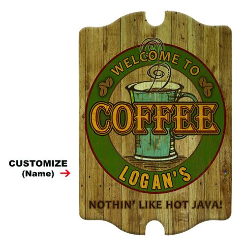 Custom Tavern Shaped Wood Bar Sign - Coffee