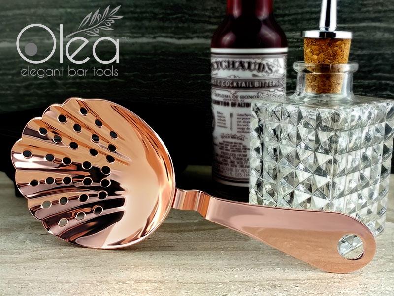 Olea™ Shell Julep Cocktail Strainer - Copper Plated