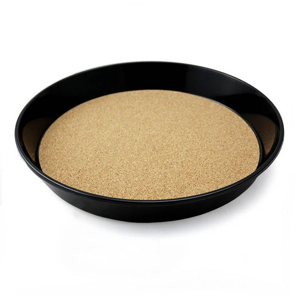 Black Serving Tray - Cork Lined - 13" diameter