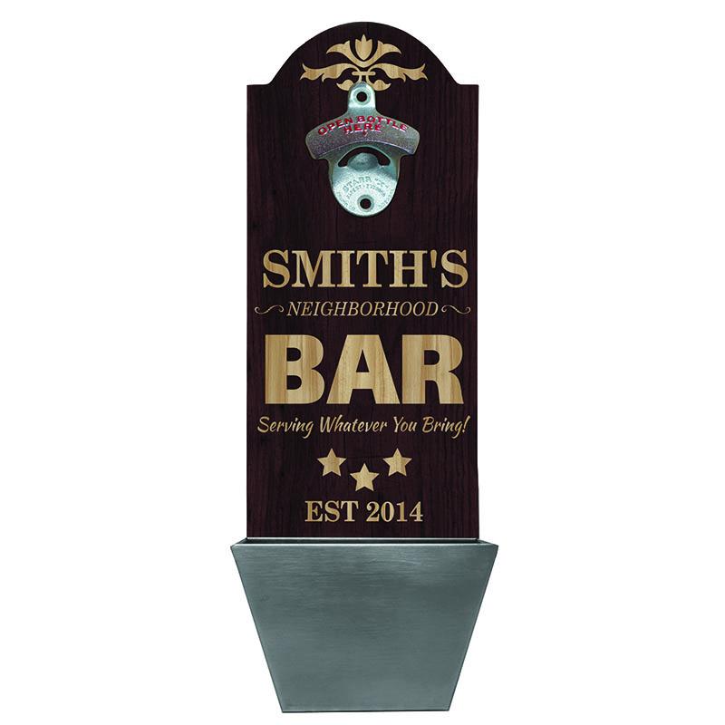 Custom Round Top Plaque with Cap Catcher - Neighborhood Bar