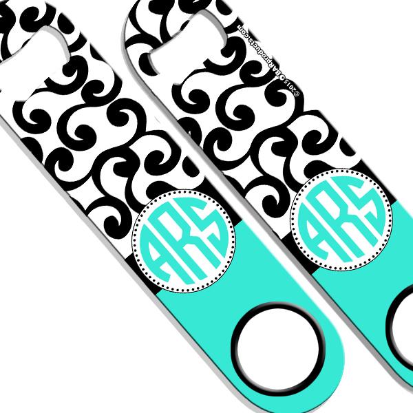 ADD YOUR NAME SPEED Bottle Opener – Monogram Swirls - Teal