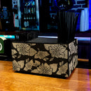 Black Rustic Hibiscus Wooden Bar Caddy