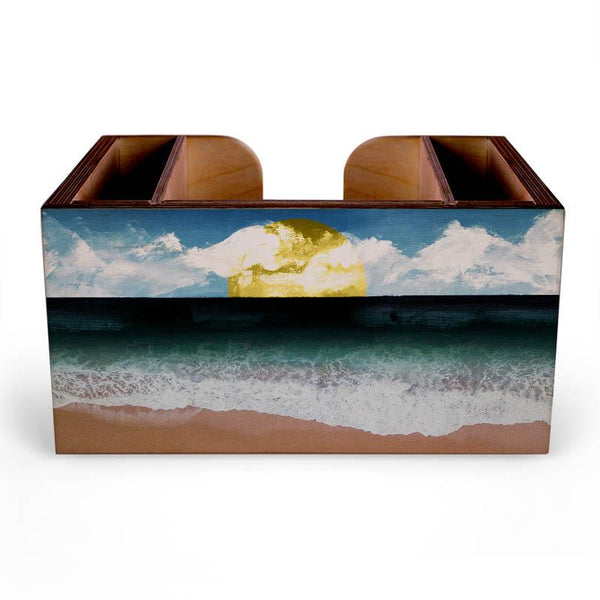 Beach Scene Wooden Bar Caddy