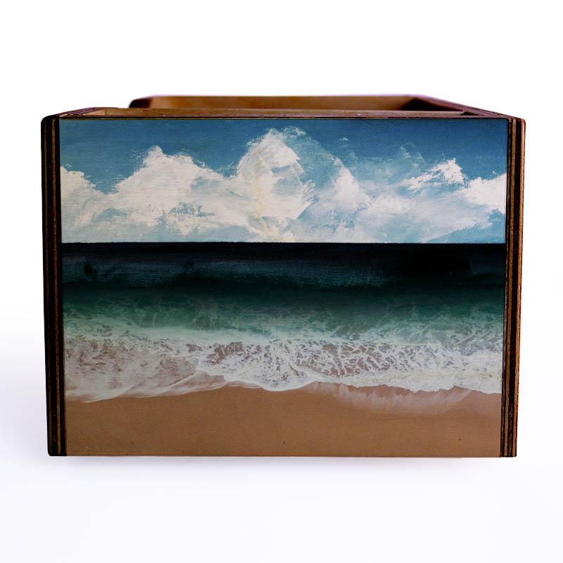 Beach Scene Wooden Bar Caddy