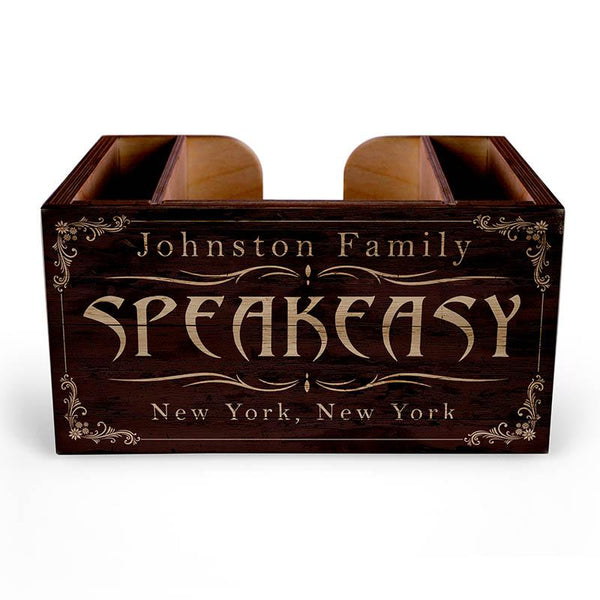 Customizable Wooden Bar Caddy - Speakeasy