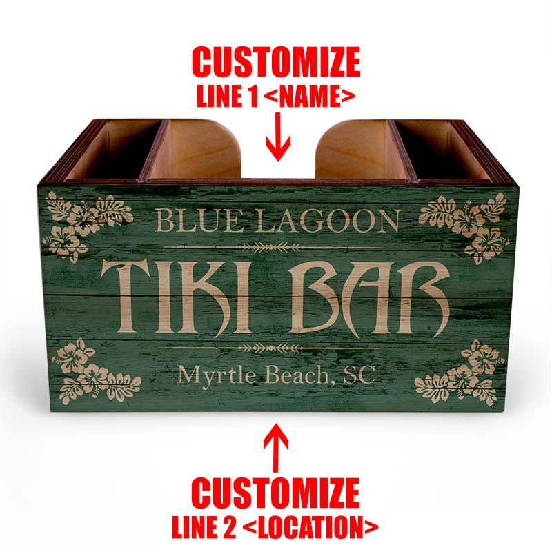 Customizable Wooden Bar Caddy - Tiki Bar