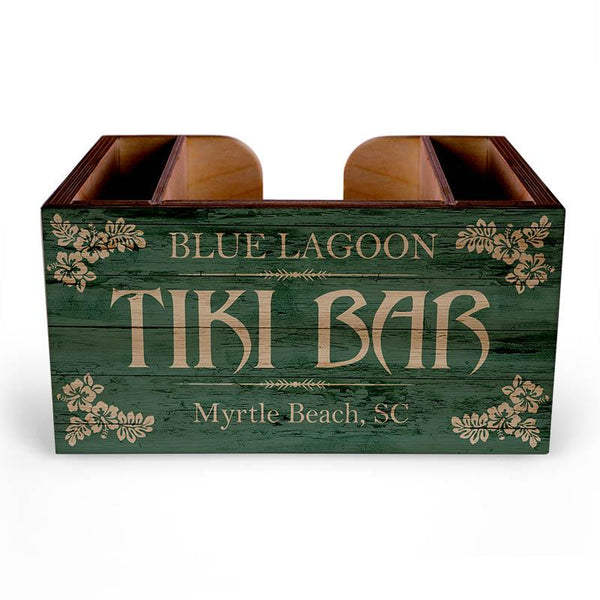 Customizable Wooden Bar Caddy - Tiki Bar